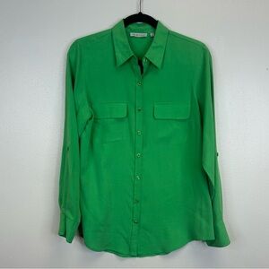 Nexx M Kelly Green Silk Button-Down Shirt Blouse St. Patrick’s Day Christmas